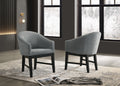 Haven Set Of 2 Gray Fabric Barrel Dining Chair With Black Finish Legs Gray Wood Fabric