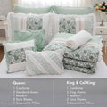 9 Piece Cotton Percale Comforter Set Aqua King King Aqua Polyester