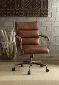 Harith Retro Brown Top Grain Leather Office Chair Brown Leather