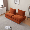 Modern Armless Accent Chair, Single Sofa Couch With Ottoman Compact Design, Space Saving Seating For Living Room, Bedroom, Apartment, Office Orange Wood Medium Soft Foam Chenille 1 Seat