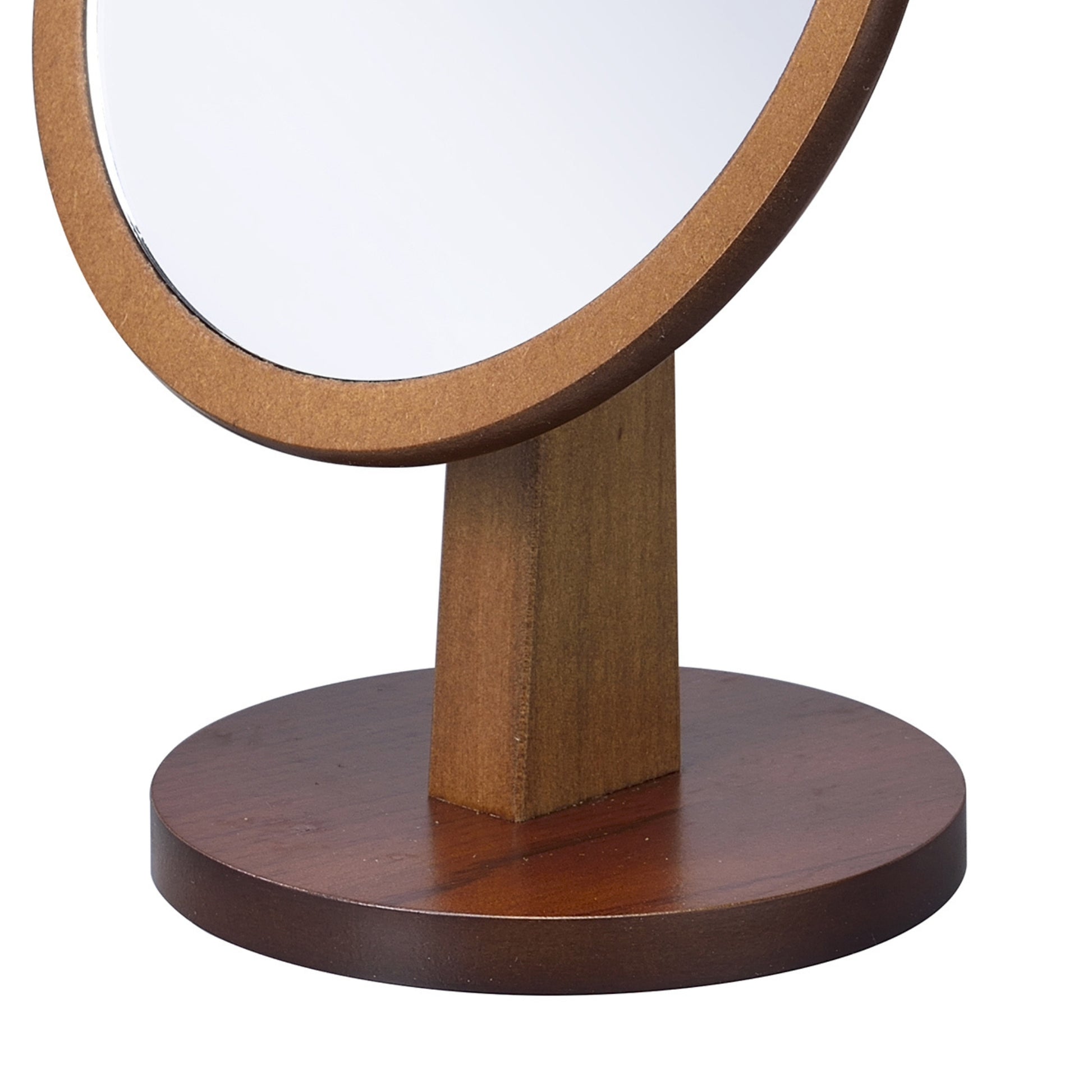 9.5" Tall Polyresin And Wood Make Up Mirror On A Pedestal, Walnut Finish Multicolor Wood