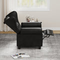 Modern Tufted Push Back Armchair Technical Leather Chair, Adjustable Single Sofa Chair With Sturdy Wood Legs For Bedroom, Living Room, Small Space Color:Black Black Primary Living Space Mid Century