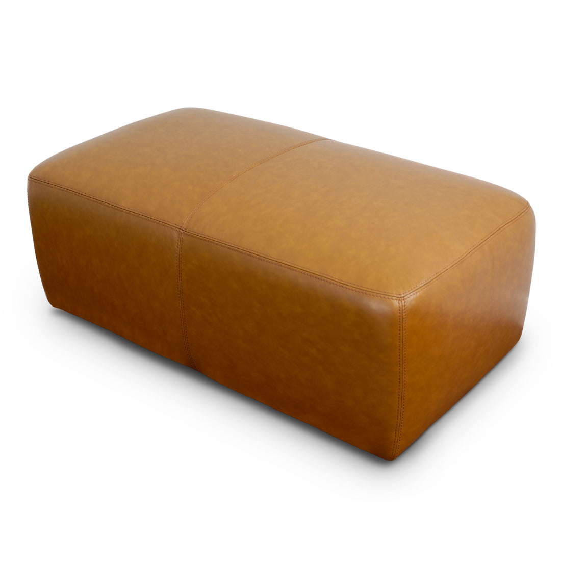 Ingram Tan Leather Ottoman Rustic,Tan Genuine Leather Wood Solid Brown Rectangle Genuine Leather,Solid Wood