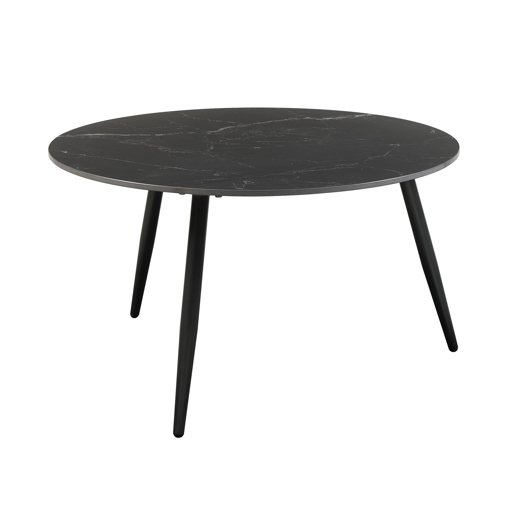 Modern Style Nesting Cocktail Tables And Side Table 3 Piece Occasional Table Set Black Metal Legs Sintered Stone Top Black Primary Living Space Modern Metal,Sintered Stone