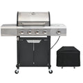 Propane Grill 4 Burner Barbecue Grill Stainless Steel Gas Grill With Side Burner And Cover For Outdoor Bbq, Camping Silver Garden & Outdoor Stainless Steel