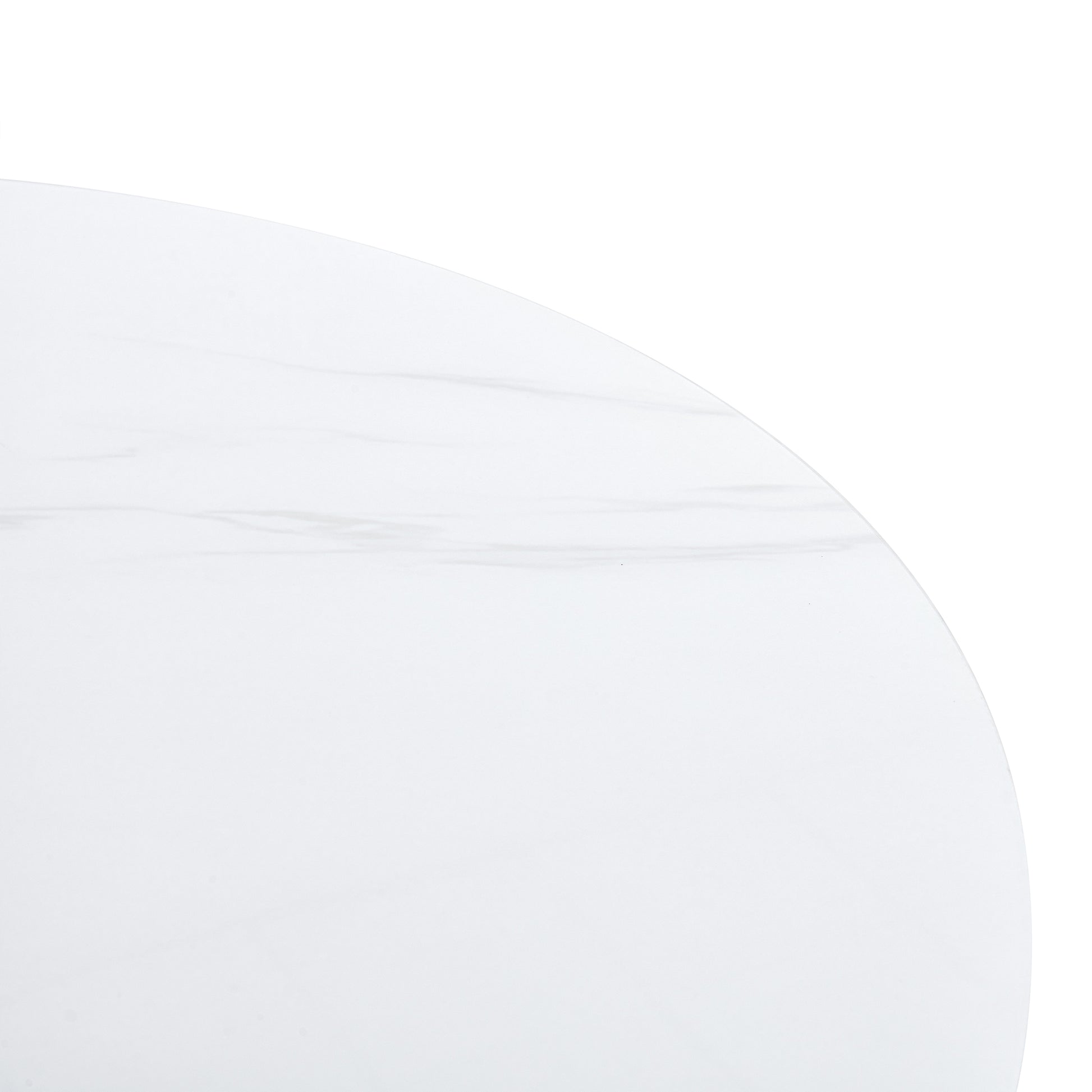 A Modern Minimalist Circular Dining Table With A 42 Inch Diameter White Patterned Tabletop And White Metal Legs. Suitable For Restaurants, Living Rooms, And Conference Rooms. White Mdf Metal