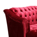 Comfy 3 Seat Sofa With Wooden Legs, Pu, For Living Room And Study Wine Red Velvet 3 Seat