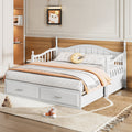 Wooden Twin Size Daybed With Twin Size Trundle, Extendable Daybed With Two Storage Drawers,White Expected Arrival Time:9.12 Twin White Wood