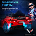 Qaba Electric Car For Kids, 12V Chevrolet Corvette Licensed Kids Car With Parental Remote Control, Suspension System, Music, Horn, Headlight, Slow Start, Kids Electric Car For 3 6 Years, Red Red Plastic