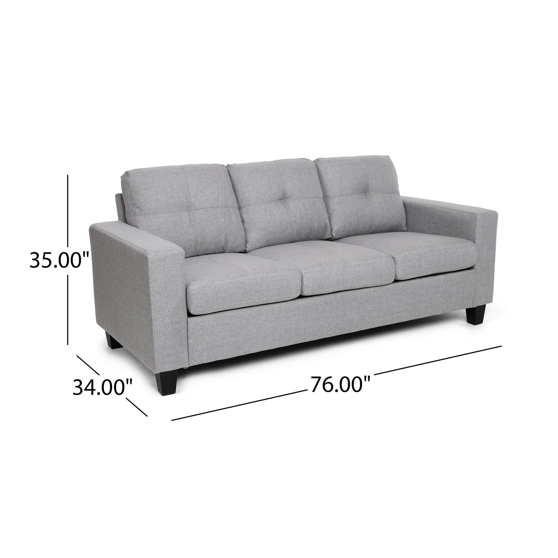 Viviana Three Seater Sofa With Wood Legs Grey Fabric