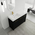 48 Inch Freestanding Bathroom Vanity With Resin Sink, With Soft Closing Door, Kd Package Black Chestnut Bathroom Modern Plywood