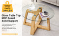 Modern Practical Circular Coffee Tables. Made Of Transparent Tempered Glass Tabletop And Wood Colored Mdf Material. Suitable For Living Rooms And Bedrooms.31.5