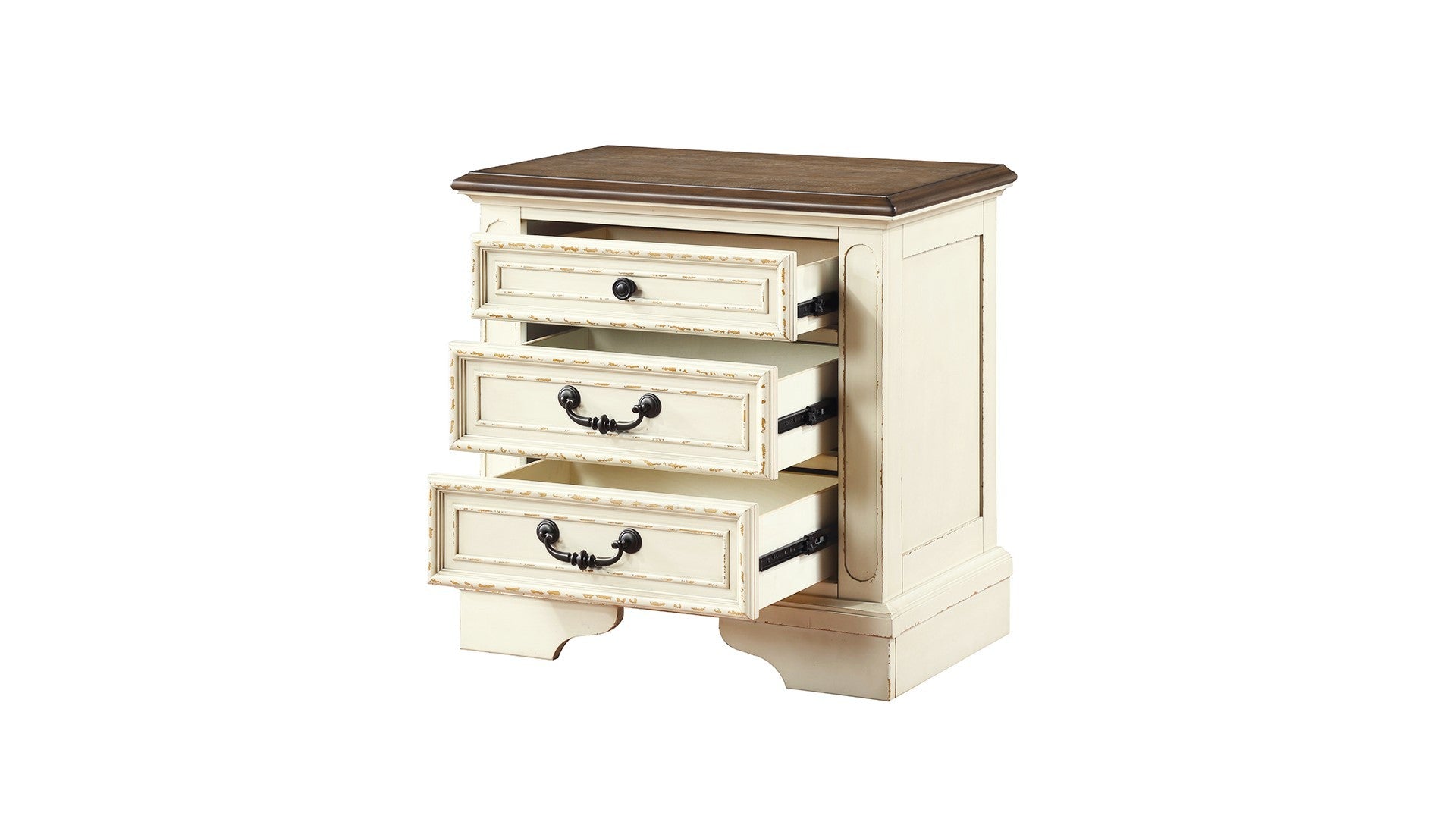 Noble Traditional Style 3 Drawer Night Stand Made With Wood In Antique Beige Beige 3 Drawers Bedroom Bedside Cabinet Traditional Acacia Drawers Antique Solid Wood Mdf Wood