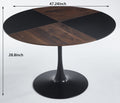 47.2Inch Tulip Round Dining Table,Office Table,Coffee Table,120X120X74Cm Brown Mdf