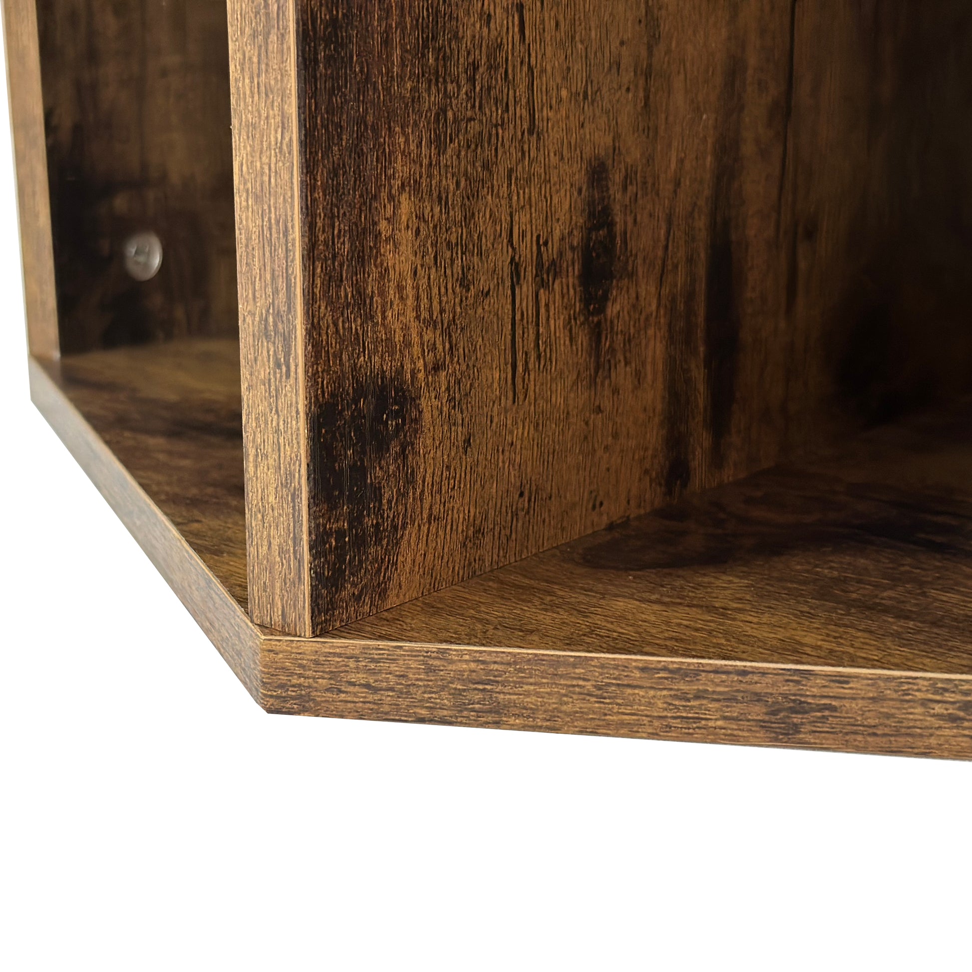 47.24'' Hexagonal Coffee Table Side Table Nightstand Antique Wood 2Pcs Antique Brown Mdf