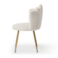 Modern Velvet Dining Chairs Set Of 2, Upholstered Woven Dining Chair With Golden Metal Legs, Upholstered Dining Chairs For Dining Room, Kitchen, Vanity, Living Room Beige Primary Living Space Foam Velvet