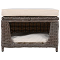 K&K 5 Pieces Outdoor Patio Furniture Set With Pet House Cool Bar And Retractable Side Tray, Rattan Wicker Patio Swivel Rocking Chairs Set Of 2 With Ottomans For Backyard, Porch, Balcony, Beige Yes Rocker & Glider Brown Beige Seats 2 Weather Resistant