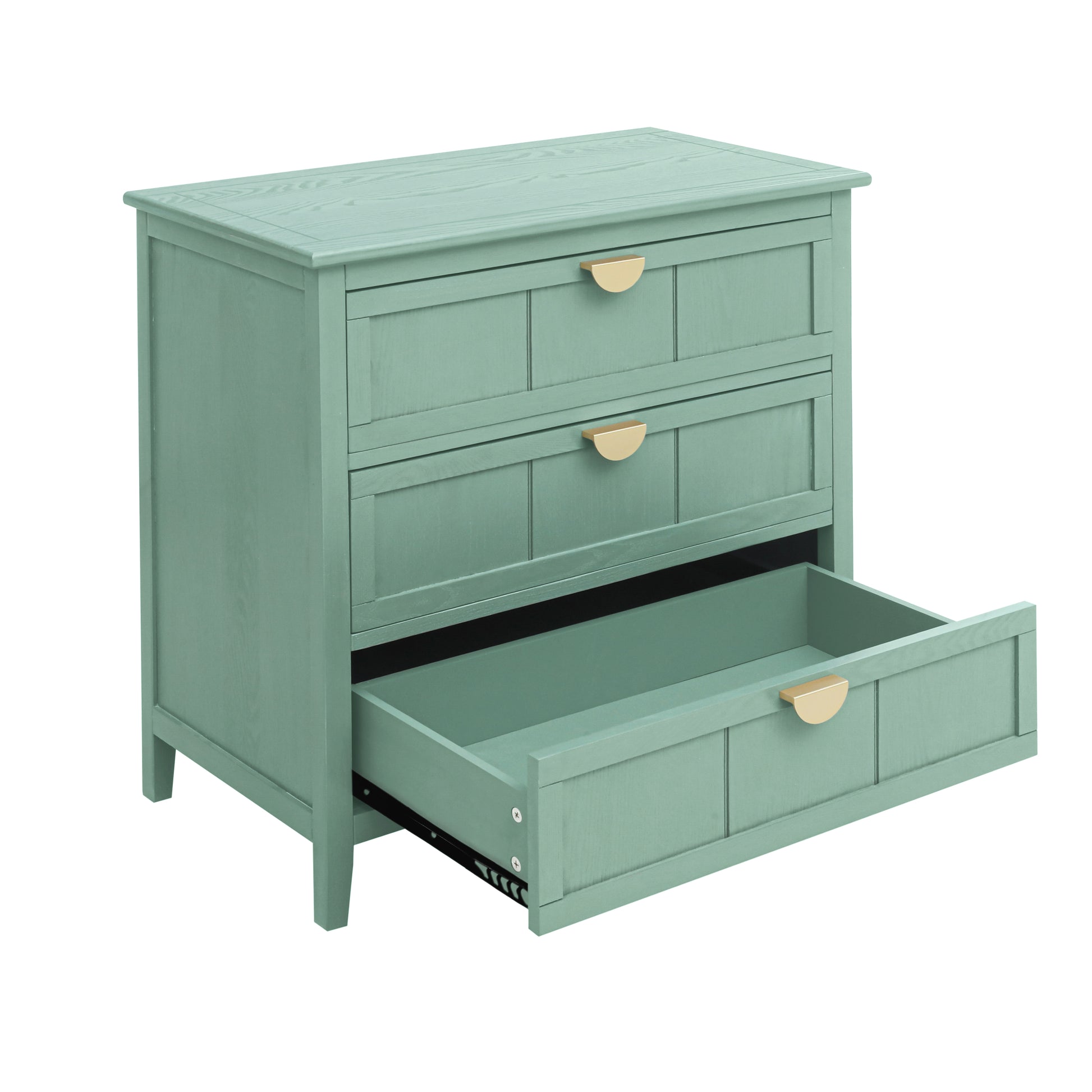 3 Drawer Cabinet, American Furniture,Suitable For Bedroom, Living Room, Study Light Green Mdf