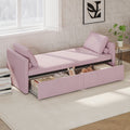 Modern Upholstered Chaise Lounger Daybed Small Single Daybed With 2 Drawers, No Mattress Needed, Perfect For Living Rooms & Home Office, Linen Fabric, Pink Pink Linen