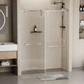 60 In. W X 76 In. H Frameless Soft Closing Shower Door, Single Sliding Shower Door, 5 16