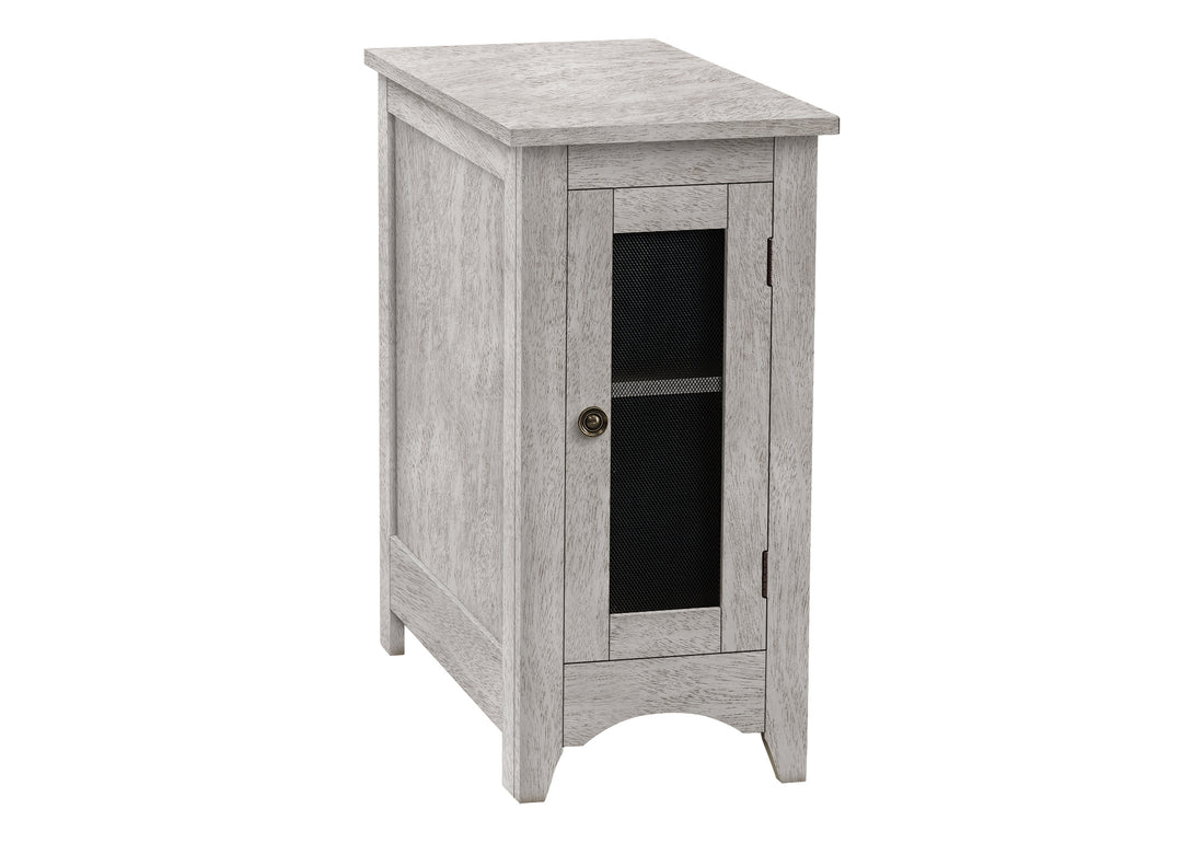 Accent Table, End, Side Table, Narrow, Nightstand, Bedroom, Lamp, Storage, Grey Veneer, Transitional Gray Wash Mdf