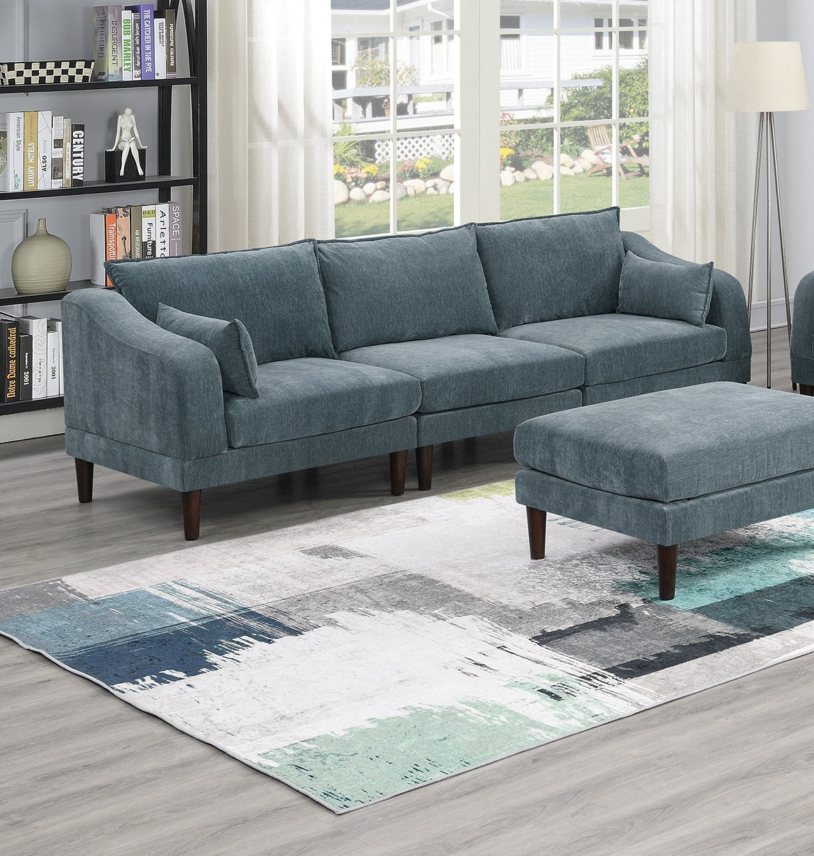 6Pcs Modular Sofa Set 4X One Arm Chairs 1X Armless Chair 1X Ottoman Living Room Furniture Mineral Color Morgan Fabric Grayish Primary Living Space Cushion Back Classic,Contemporary,Modern Modular
