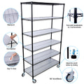 6 Tier 6000Lbs Capacity Nsf Metal Shelf Wire Shelving Unit, Heavy Duty Adjustable Storage Rack With Wheels & Shelf Liners For Commercial Grade Utility Steel Storage Rack, Black 84