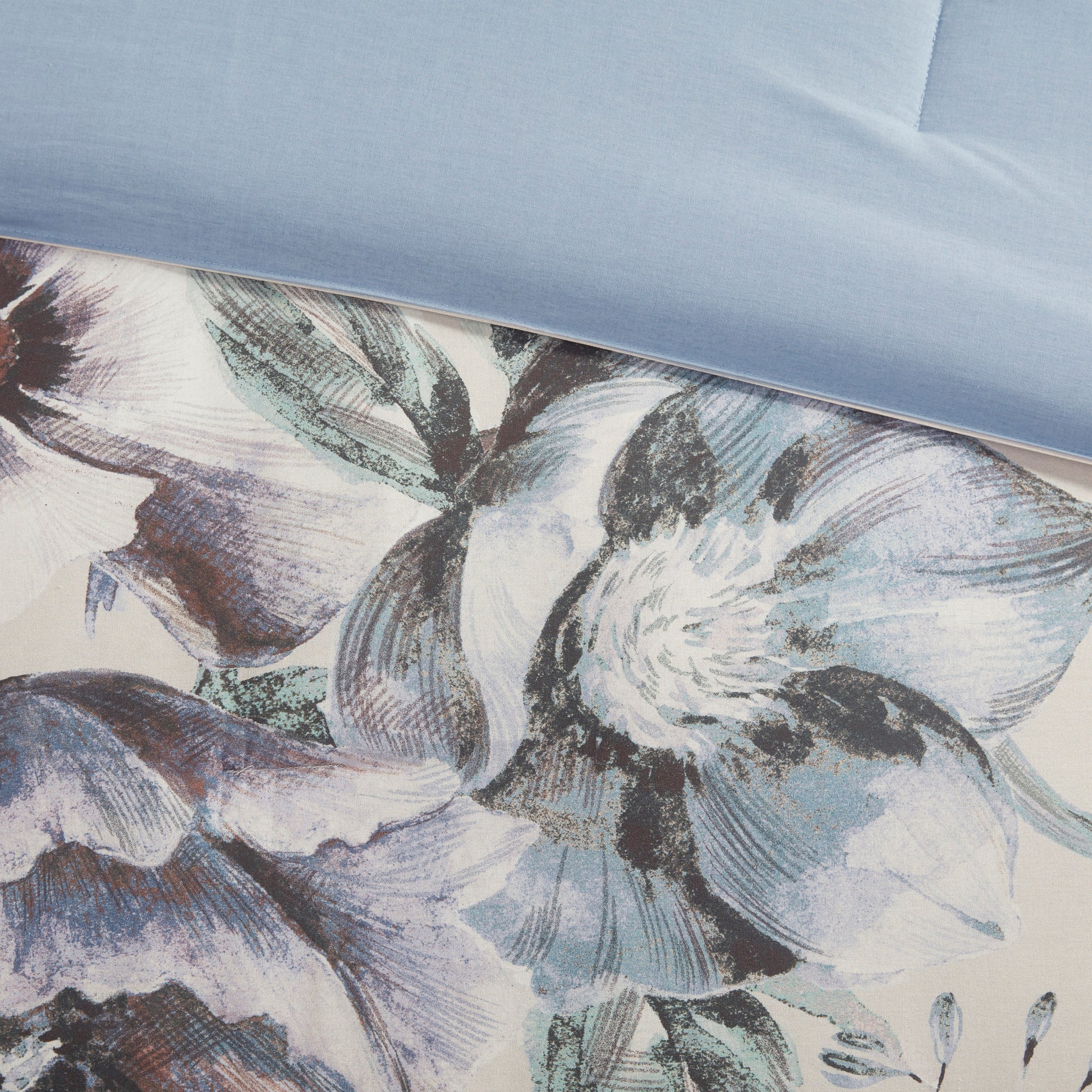 8 Piece Cotton Printed Comforter Set Blue Queen Queen Blue Polyester