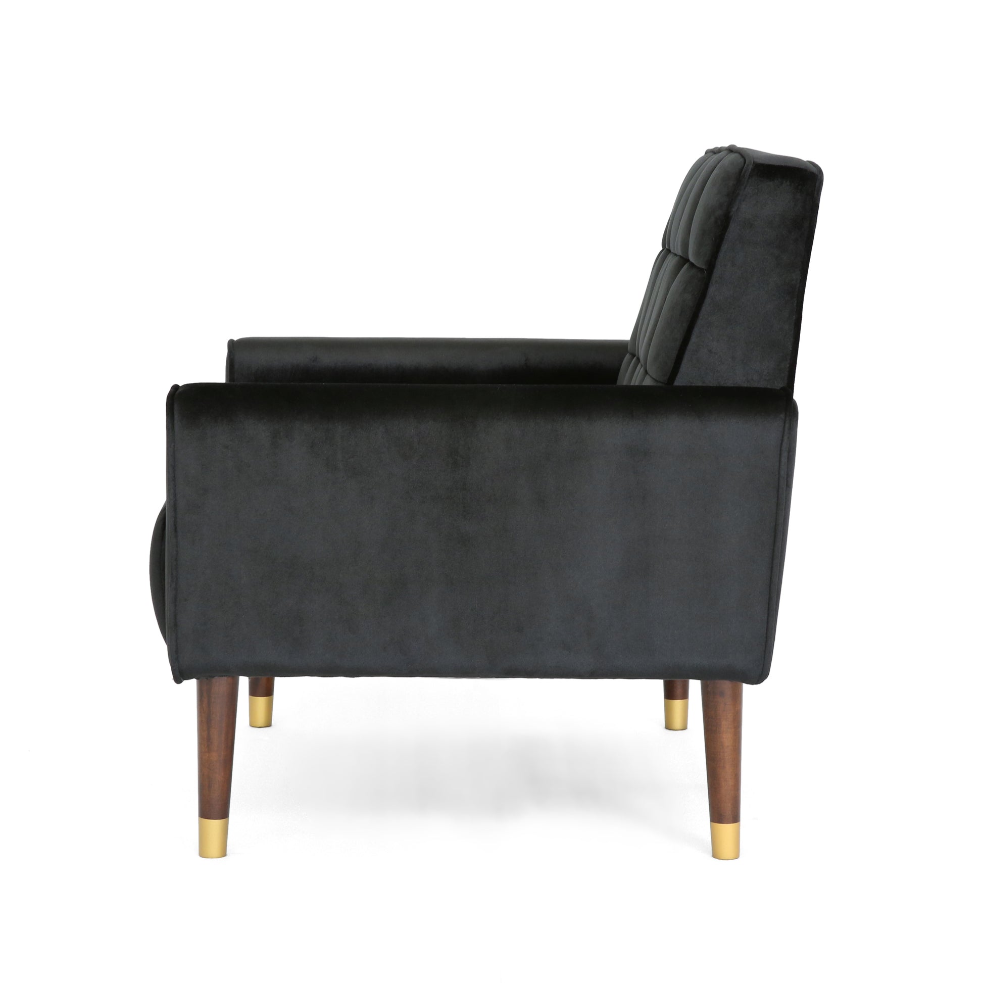 Mirod Comfy Arm Chair With Tufted Backmodern For Living Room, Bedroom And Study Black Velvet