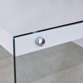 The Top Of The Coffee Table Is Made Of Mdf And White Stickers, And The Sides Are Clear Tempered Glass. The Design Is Simple And Elegant, And The Structure Is Strong. White Mdf Glass