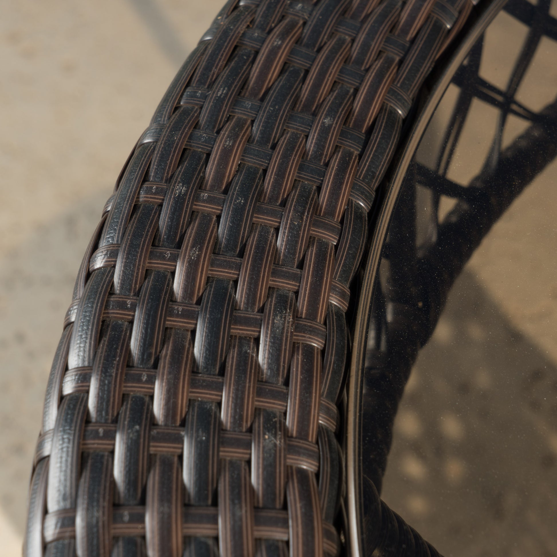 Figi Pe 34In Glass Table Kd Brown Multi Iron