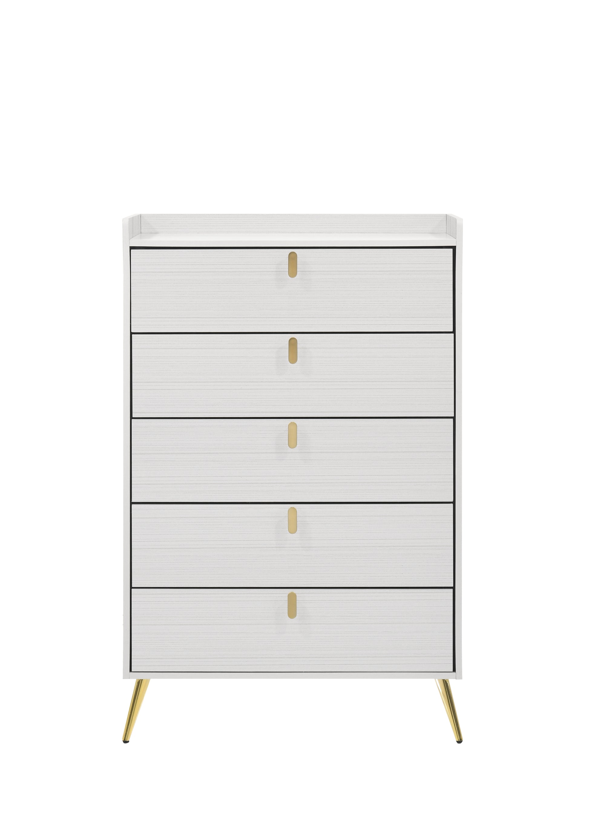 White 5 Drawer Chest With Pull Handles White Bedroom Contemporary Wood Metal