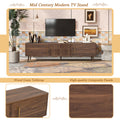 Mid Century Tv Stand With 2 Drawers, Media Console Table For Tvs Up To 80'', Entertainment Center With Storage For Living Room, Bedroom, Home Theatre Walnut Primary Living Space 70 79 Inches 70 79
