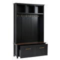 Versatile 4 In 1 Hall Tree With 6 Golden Hooks, Wood Grain Bench With Multiple Storage Space, Entryway Coat Rack With 2 Drawers For Living Room, Hallway, Black, 76.6''H Old Sku:N721S000034B Black