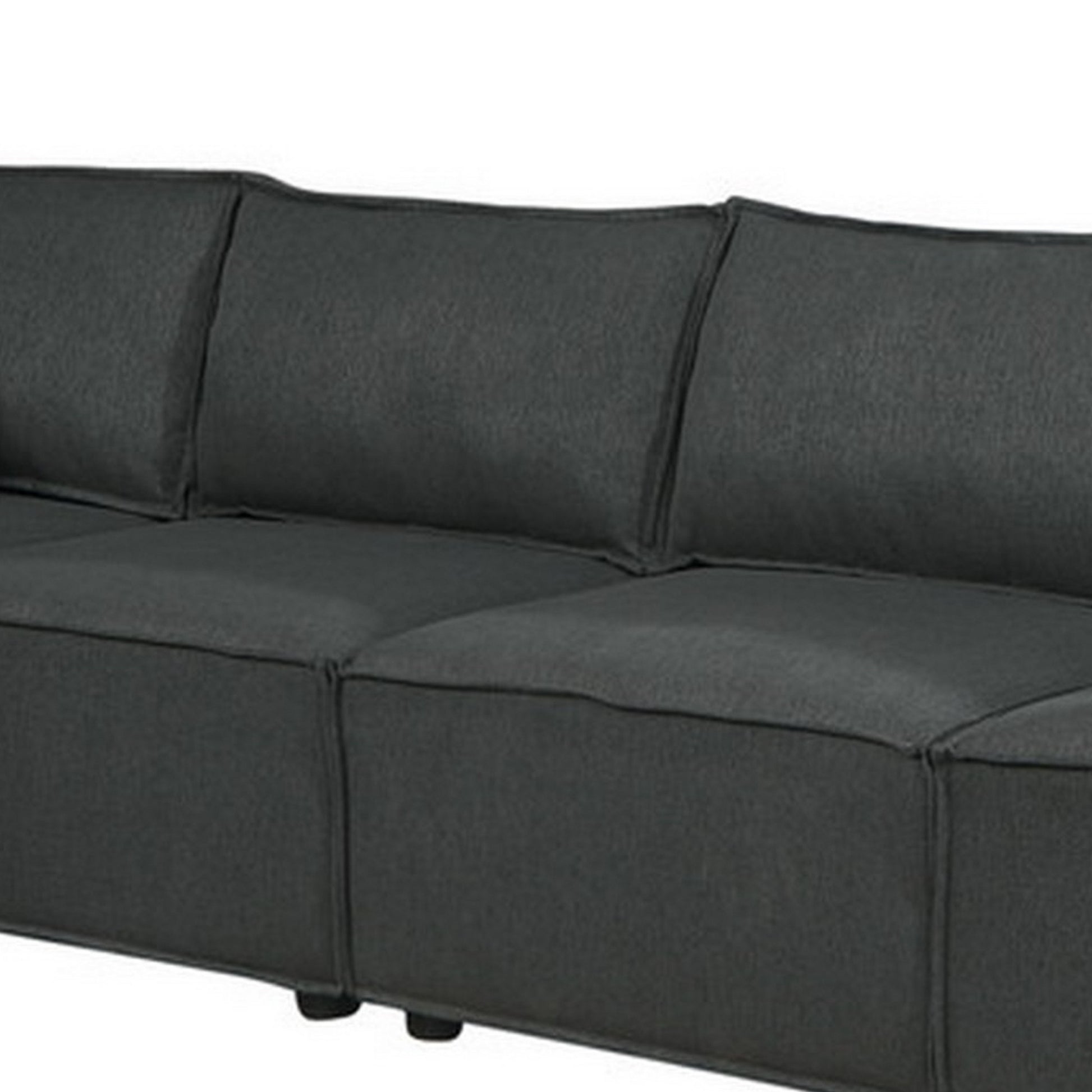 Kode 132 Inch Modular Sofa With Reversible Chaise And Pillows, Dark Gray Gray Wood Fabric 4 Seat