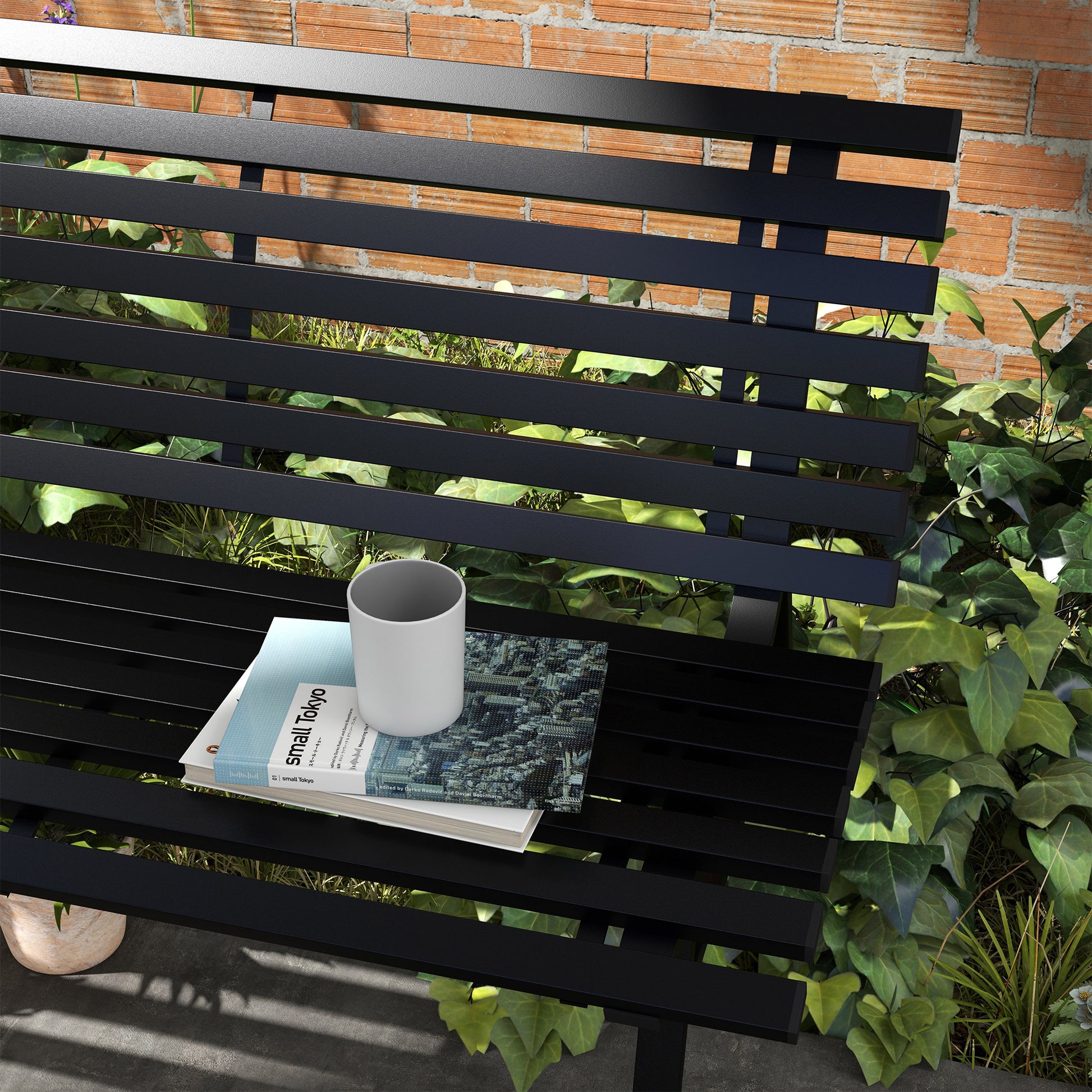 Outsunny 48.5" Garden Bench, Outdoor Patio Bench, Lightweight Aluminum Park Bench With Slatted Seat For Lawn, Park, Deck, Black Black Aluminum
