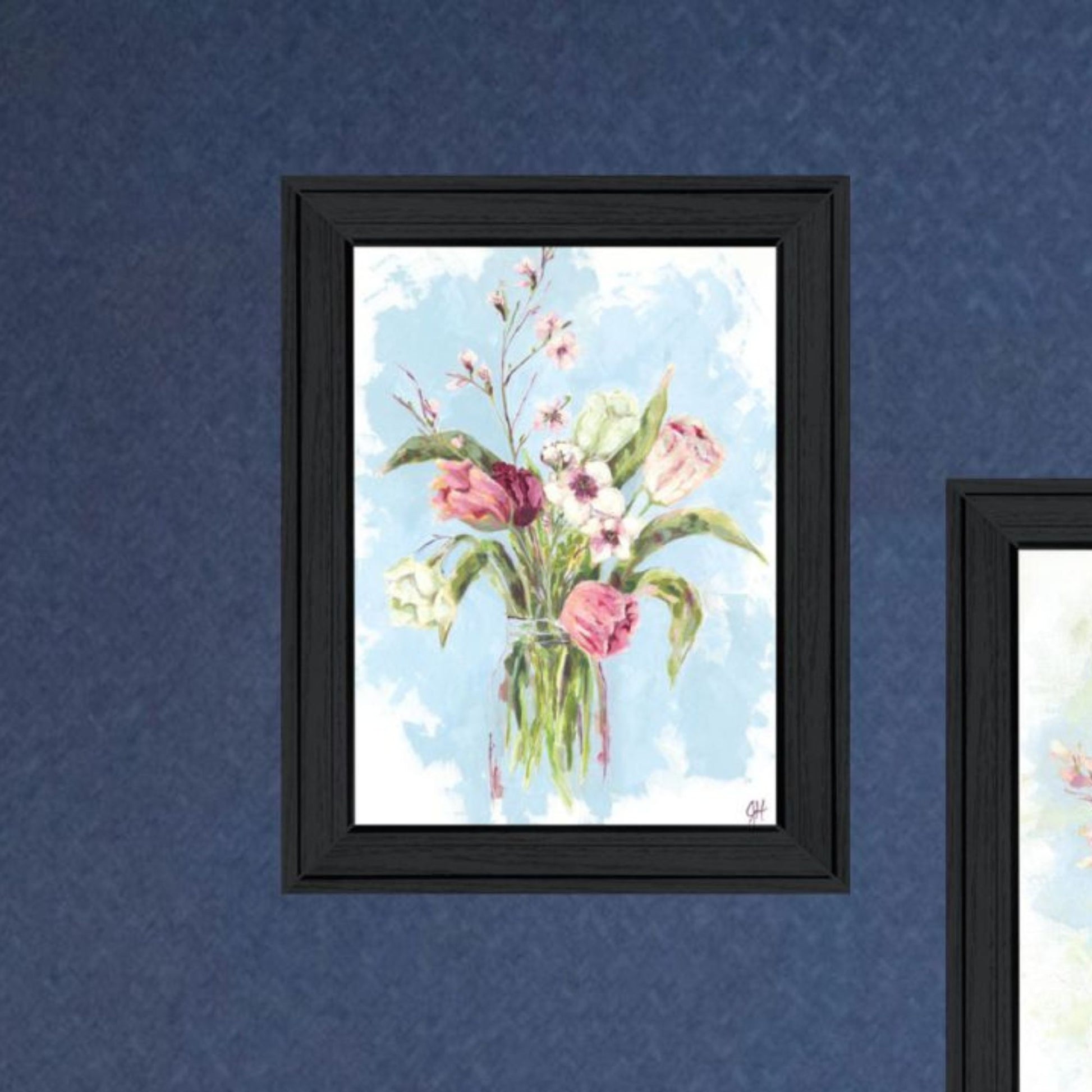 "Flowers From The Farm" Framed Wall Art For Living Room, Wall Art Print For Home Decor, Bedroom Wall Art By Jennifer Holden Multicolor Wood Paper