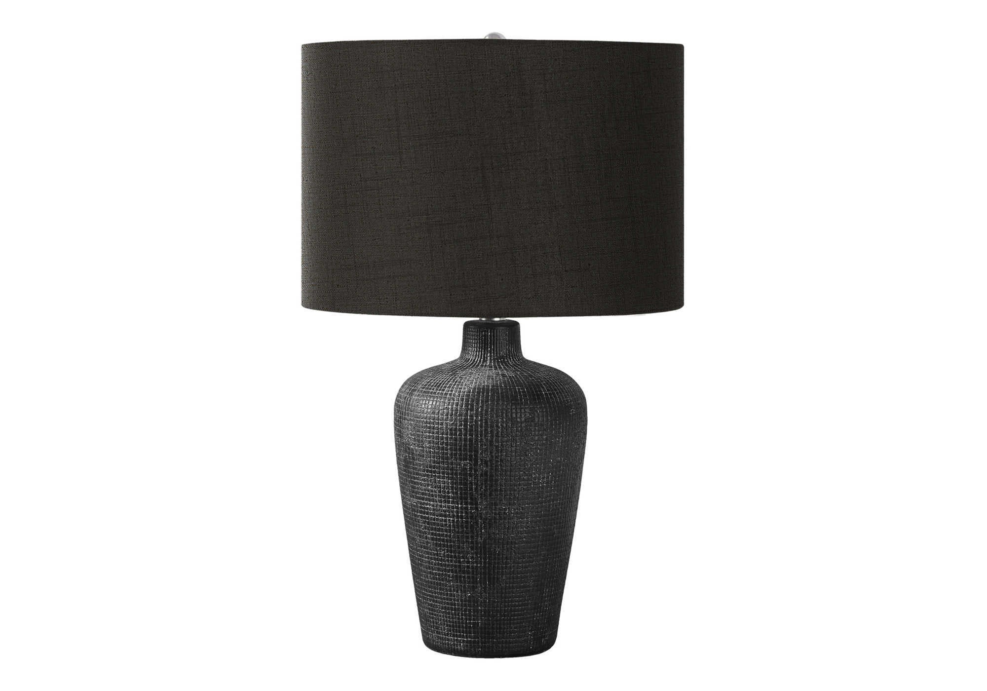 Lighting, Table Lamp, 24"H, Black Ceramic, Black Shade, Contemporary Black Ceramic