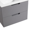 24 Inch Floating Bathroom Vanity With Ceramic Sink, Modern Bath Storage Cabinet Vanity With Drawers Wall Mounted Combo Set For Bathroom, Gray Grey Mdf