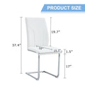 Set Of 4 Dining Chairs, White Dining Chair Set, Pu Material High Backrest Seats And Sturdy Leg Chairs, Suitable For Restaurants, Kitchens, Living Rooms White Pu