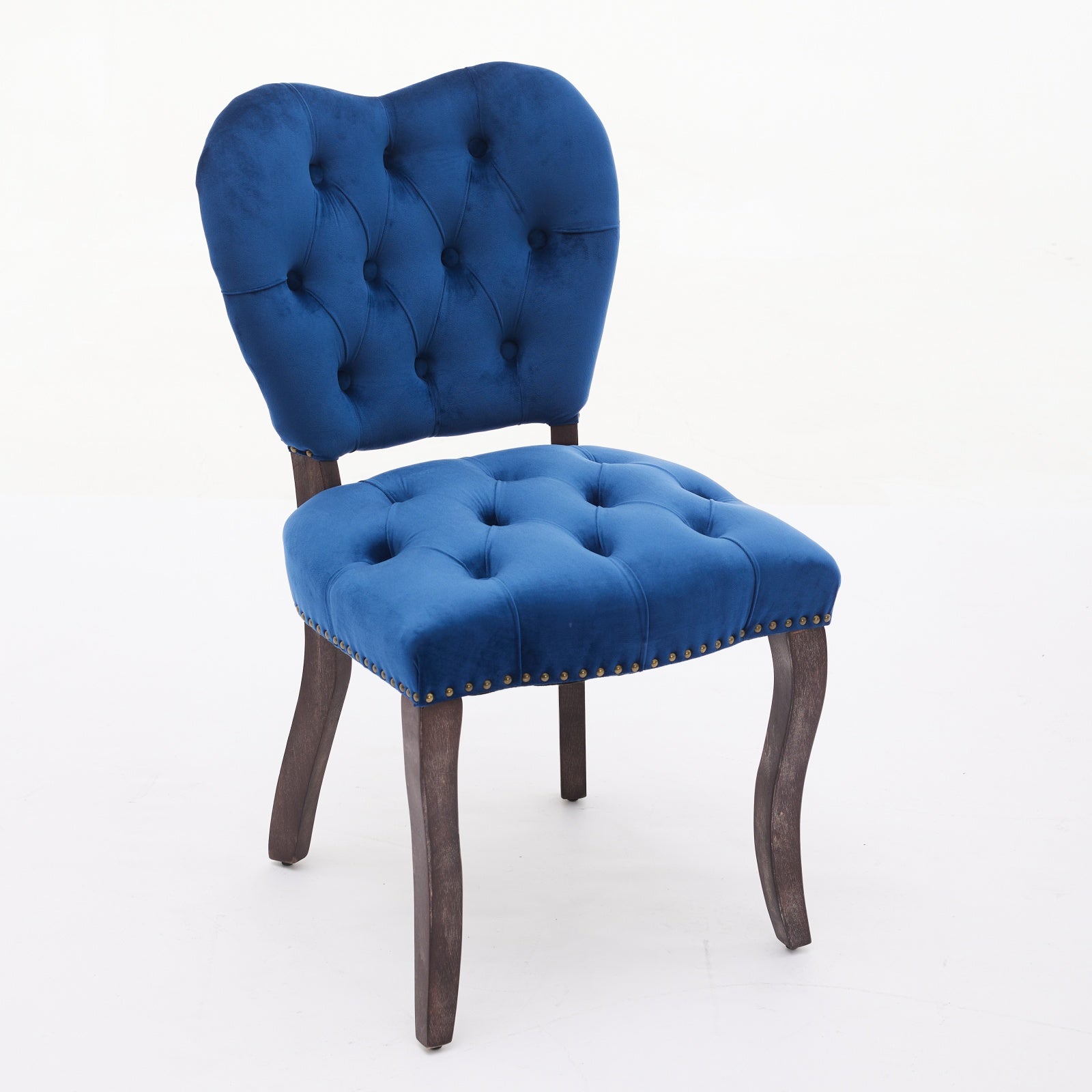 French Vintage Tufted Upholstered Fabric Dining Chair,Set Of 2,Blue,Sw1869Bl Blue Dining Room American Design Dining Chairs Rubberwood Set Of 2 Foam Velvet