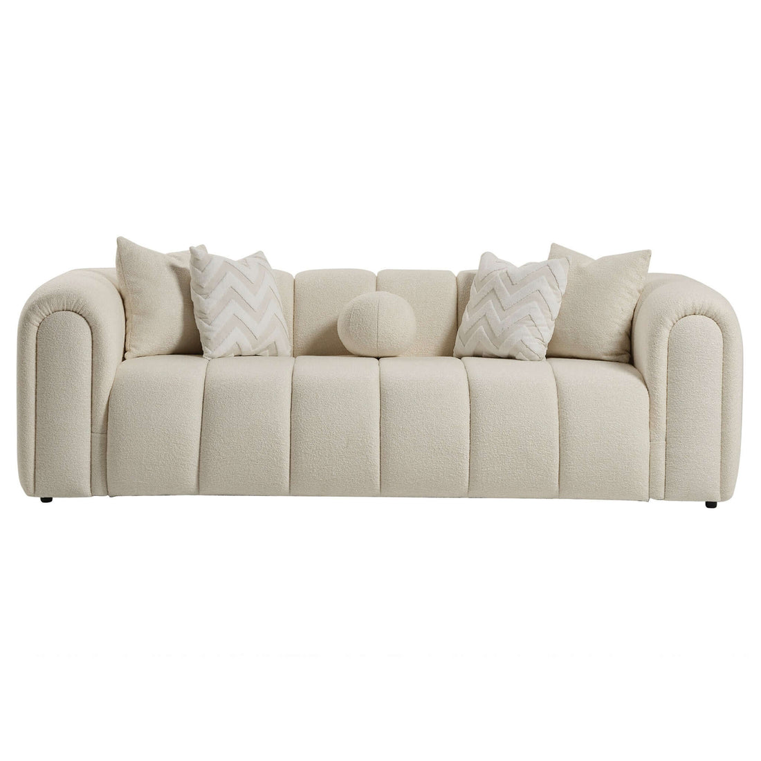 Beatrice Modern Tufted Ivory Boucle Sofa Ivory,White Wood Primary Living Space Tufted Back Mid Century Modern Foam Boucle,Solid Wood 3 Seat