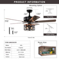 52'' Plywood Blades Ceiling Fan With Remote Control For The Living Room ,Bed Room Matte Black American Design,American Traditional,Farmhouse,Rustic,Vintage Plywood Iron