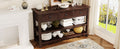 Retro Design Console Table With Two Open Shelves, Pine Solid Wood Frame And Legs For Living Room Espresso Espresso Solid Wood Mdf