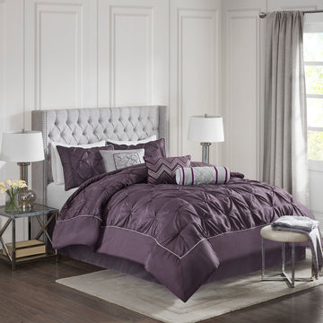 7 Piece Tufted Comforter Set Plum King King Plum Polyester