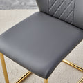 Table And Chair Set, The Table Is Equipped With A Marble Patterned Mdf Tabletop And Gold Table Legs.Dining Chairs,Gold Legged Upholstered Chairs Made Of Artificial Leather. Grey Gold Seats 6 Mdf