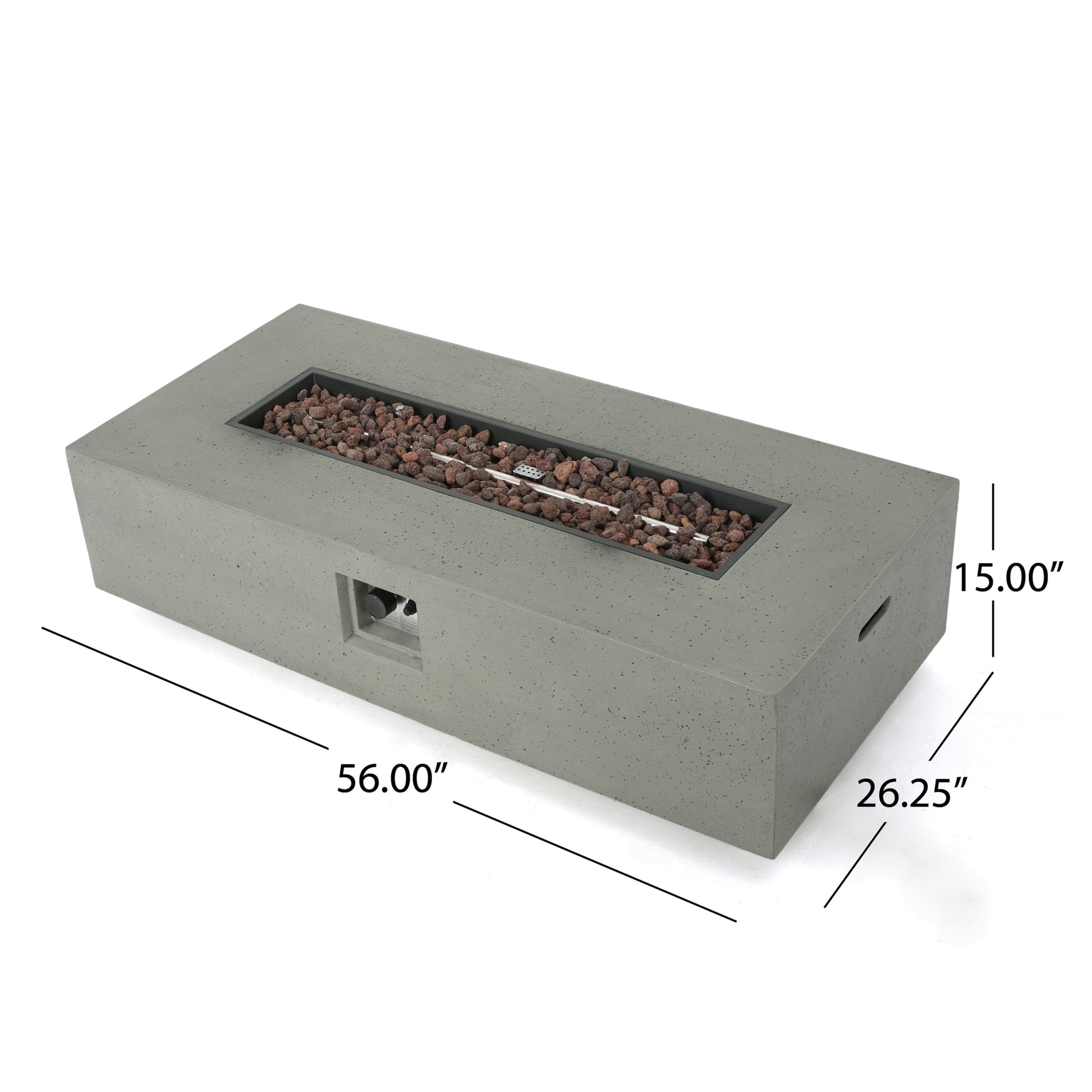 50000 Btu Rectangle Mgo Fire Table Tank Outside Tank Cover Not Included Light Grey Magnesium Oxide