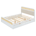 Queen Size Wooden Platform Bed With Trundle And 2 Drawers,White Queen White Solid Wood Mdf