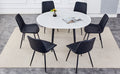 Table And Chair Set.Modern Extendable Mdf Dining Table.The Table Has A Telescopic Design, Suitable For Gatherings Of Different Size.Paired With 6 Chairs With Pu Cushions And Black Metal Legs.