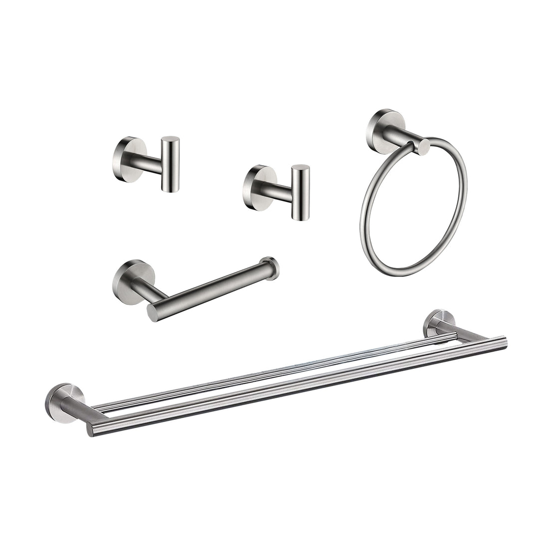 5 Piece Bathroom Towel Rack Set Wall Mount Brushed Nickel Aluminium